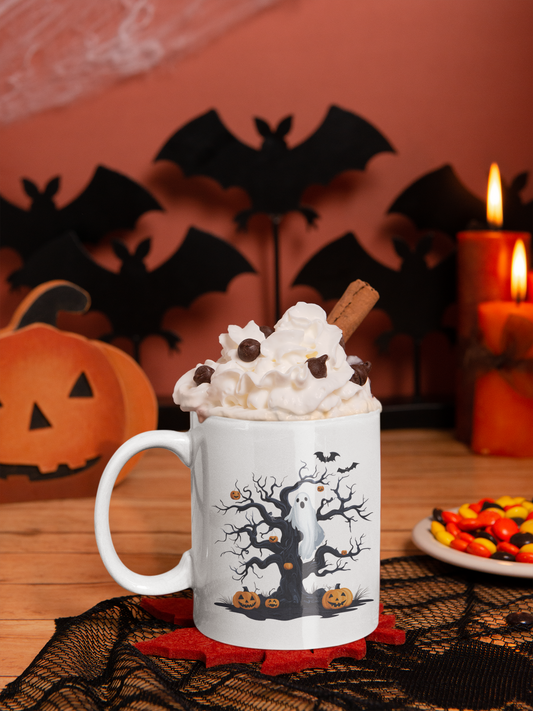 Spooky Halloween Ceramic Mug, Pumpkin Coffee Cup, Autumn Gift, Fall Decor, Witchy Tea Mug, Halloween Celebration