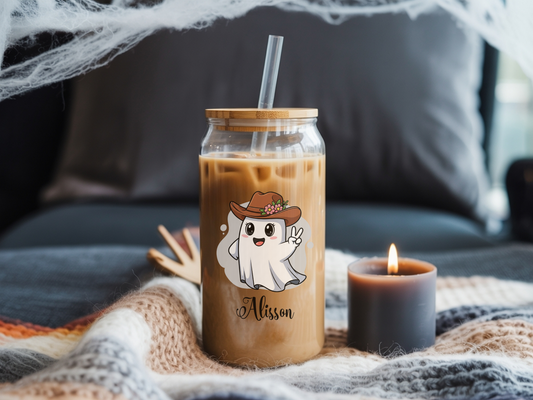 Custom Name Halloween Sipper Glass, 16oz