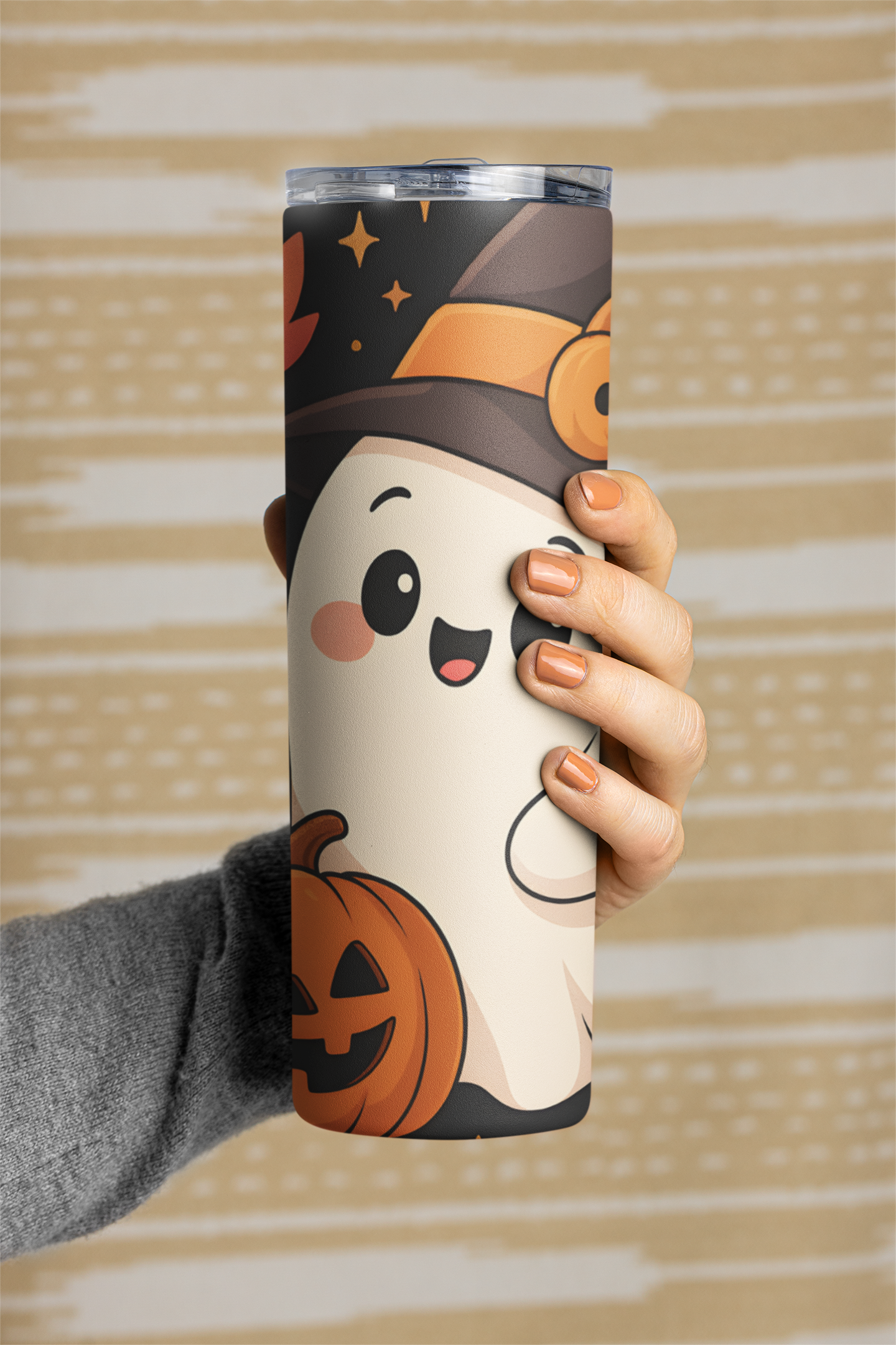 Cute Halloween Ghost Tumbler | Stainless Steel 20oz, Pumpkin Design, Fall Drinkware, Gift for Kids & Adults, Perfect for Halloween Parties