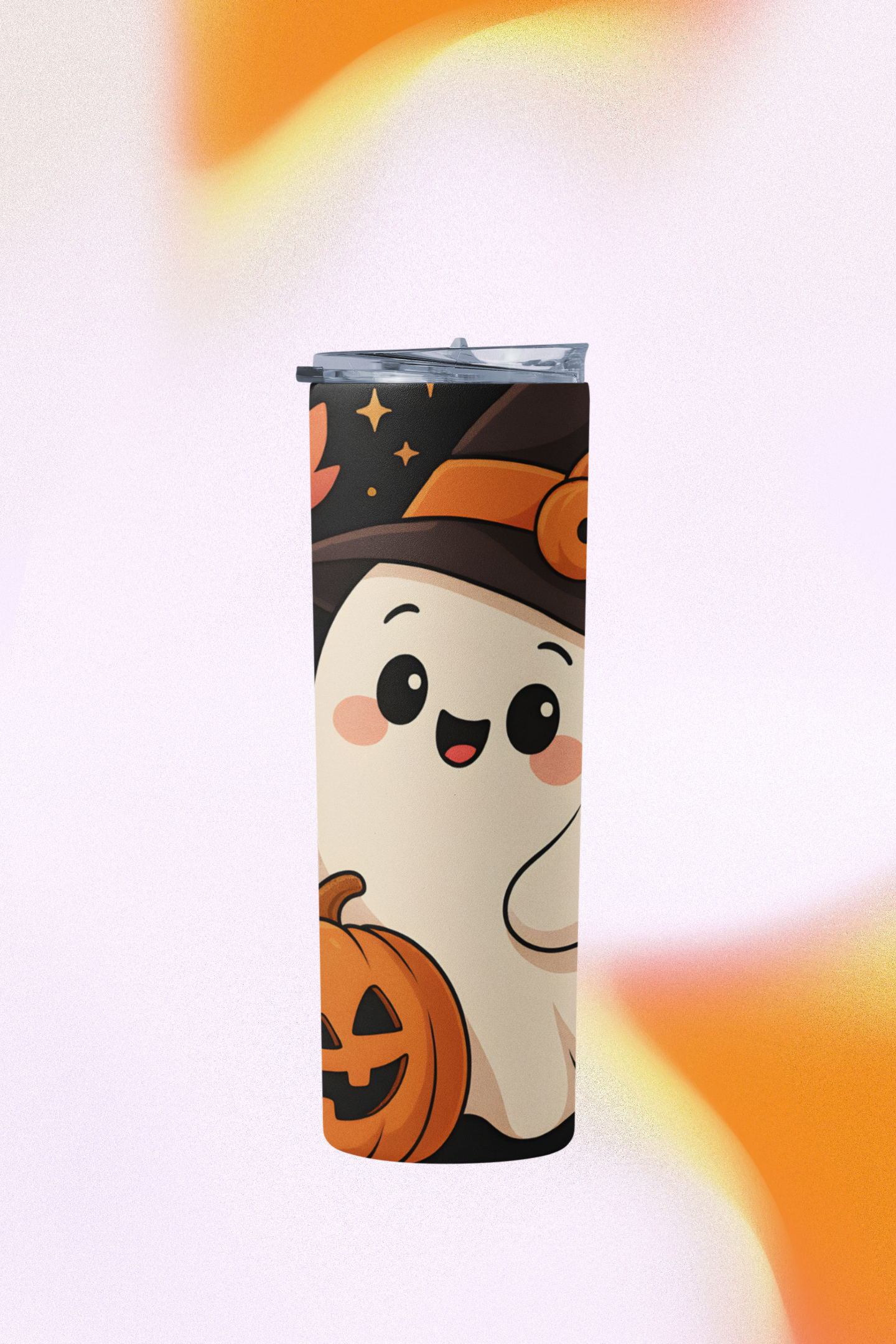 Cute Halloween Ghost Tumbler | Stainless Steel 20oz, Pumpkin Design, Fall Drinkware, Gift for Kids & Adults, Perfect for Halloween Parties