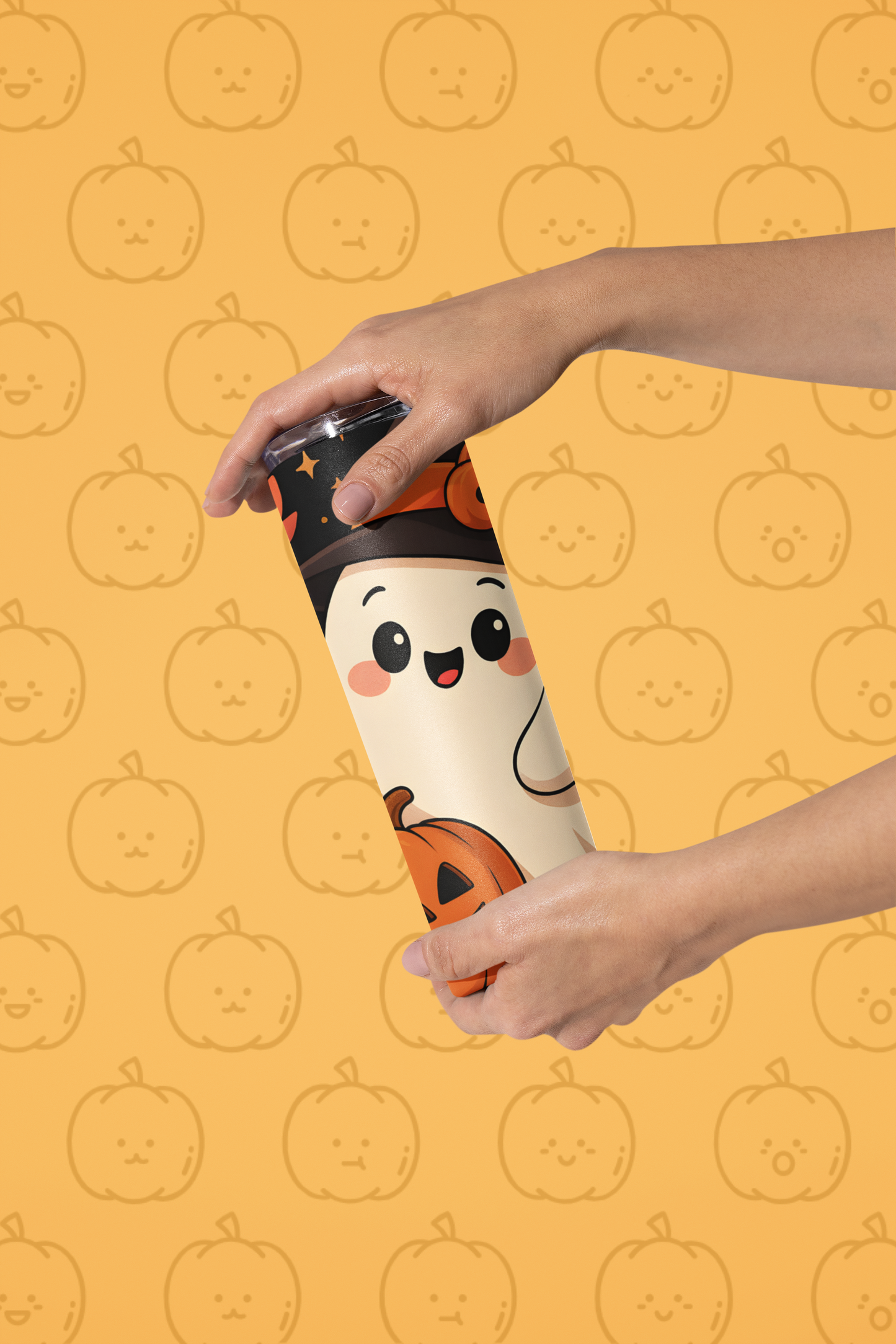 Cute Halloween Ghost Tumbler | Stainless Steel 20oz, Pumpkin Design, Fall Drinkware, Gift for Kids & Adults, Perfect for Halloween Parties