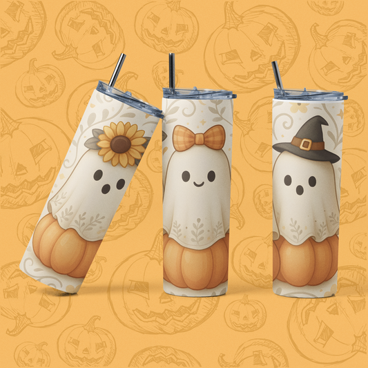 Adorable Halloween Ghost Tumbler, 20oz Stainless Steel Drink Cup, Fall Décor, Gift for Halloween Lovers, Cute Pumpkin Design, Reusable [...]