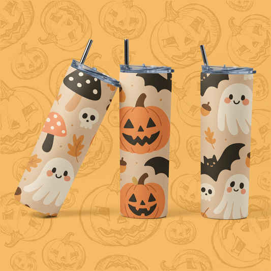 Halloween Stainless Steel Tumbler, 20oz | Autumn Drinkware, Pumpkin & Ghost Design, Fall Gifts, Eco-friendly Travel Mug, Spooky [...]