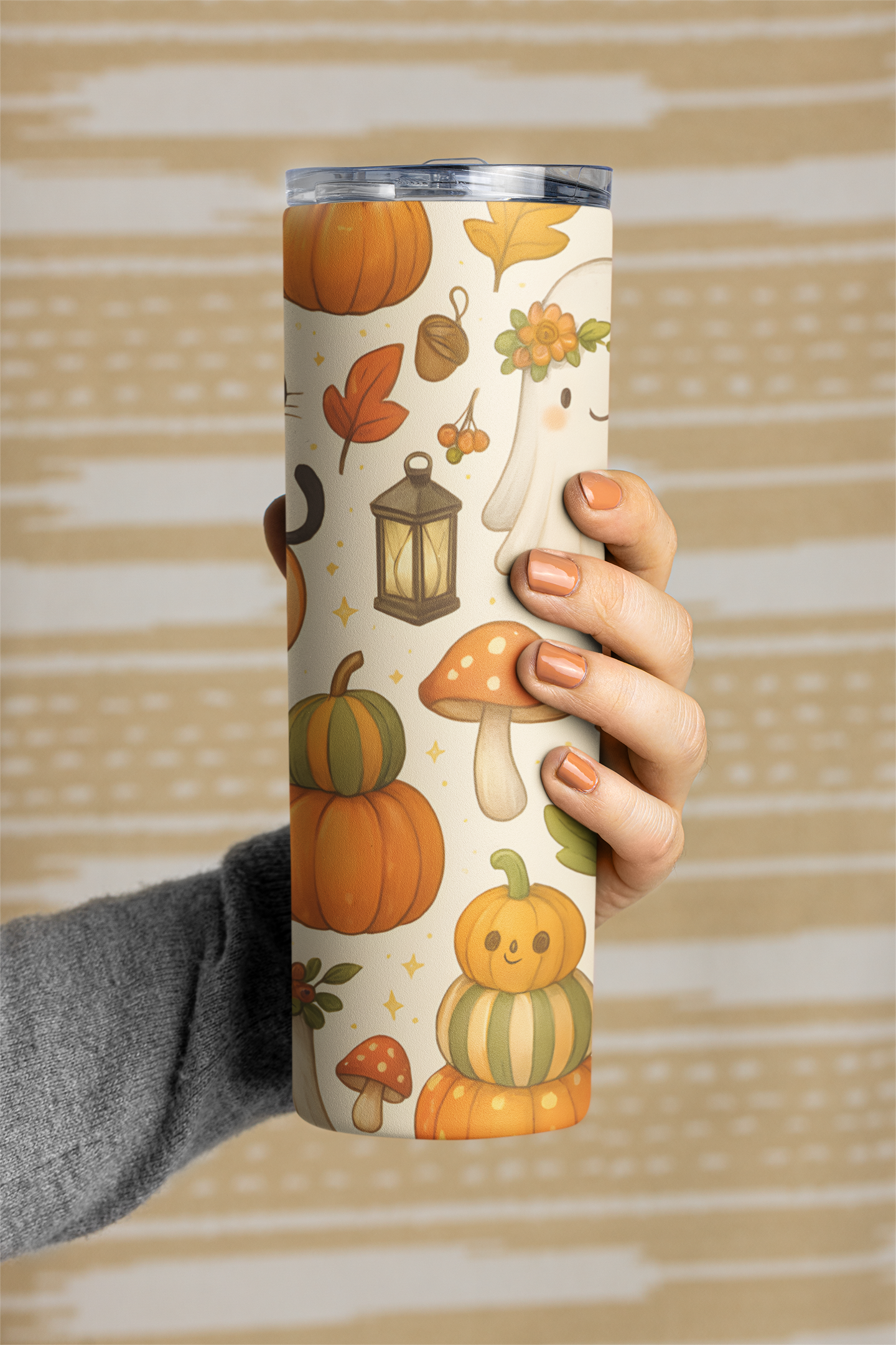 Seasonal Autumn Stainless Steel Tumbler, 20oz | Fall Decor Drinkware, Halloween Mug, Pumpkin Thermal Cup, Cat Lovers gift, Cozy Fall Vibes