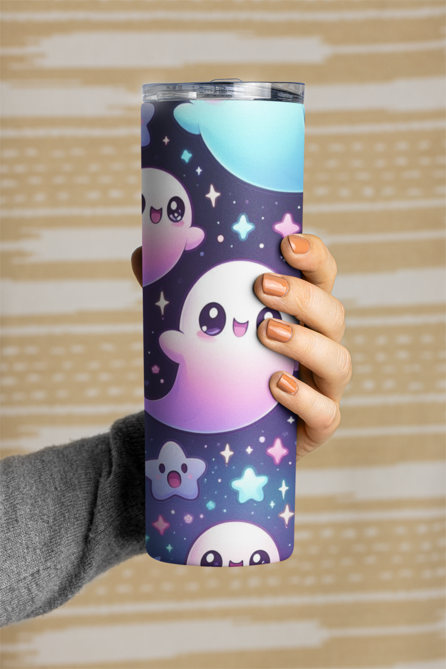 Cute Ghost Stainless Steel Tumbler, 20oz - Perfect for Halloween, Kids, Gifts, Namaste, and Hello!  Travel Mug, Cartoon Beverage Holder