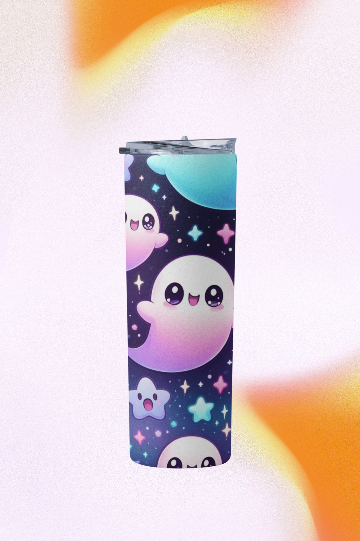 Cute Ghost Stainless Steel Tumbler, 20oz - Perfect for Halloween, Kids, Gifts, Namaste, and Hello!  Travel Mug, Cartoon Beverage Holder