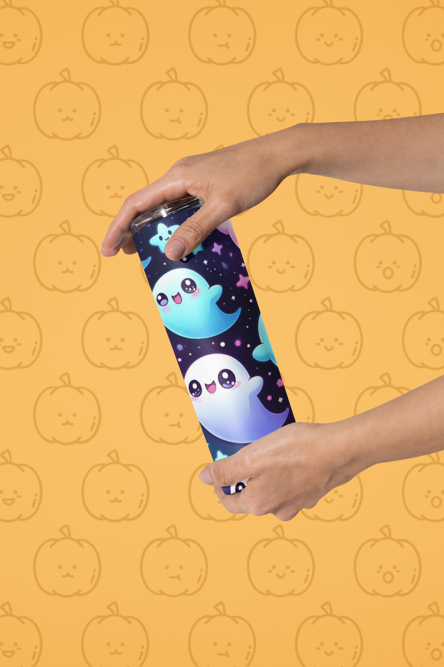 Cute Ghost Stainless Steel Tumbler, 20oz - Perfect for Halloween, Kids, Gifts, Namaste, and Hello!  Travel Mug, Cartoon Beverage Holder