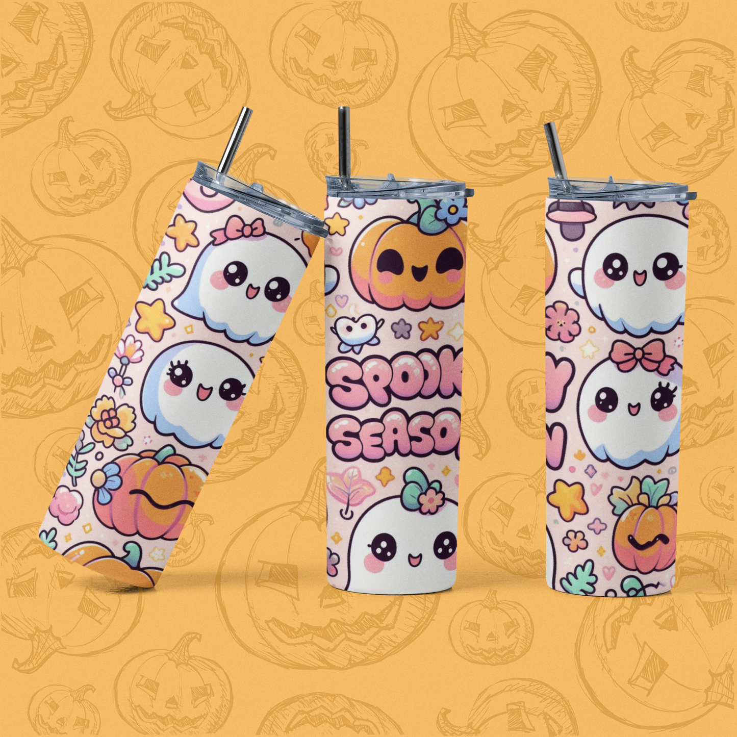 Kawaii Halloween Tumbler, Cute Ghost & Pumpkin Stainless Steel Tumbler, 20oz, Fun Fall Drinkware for Kids & Adults, Ideal for [...]