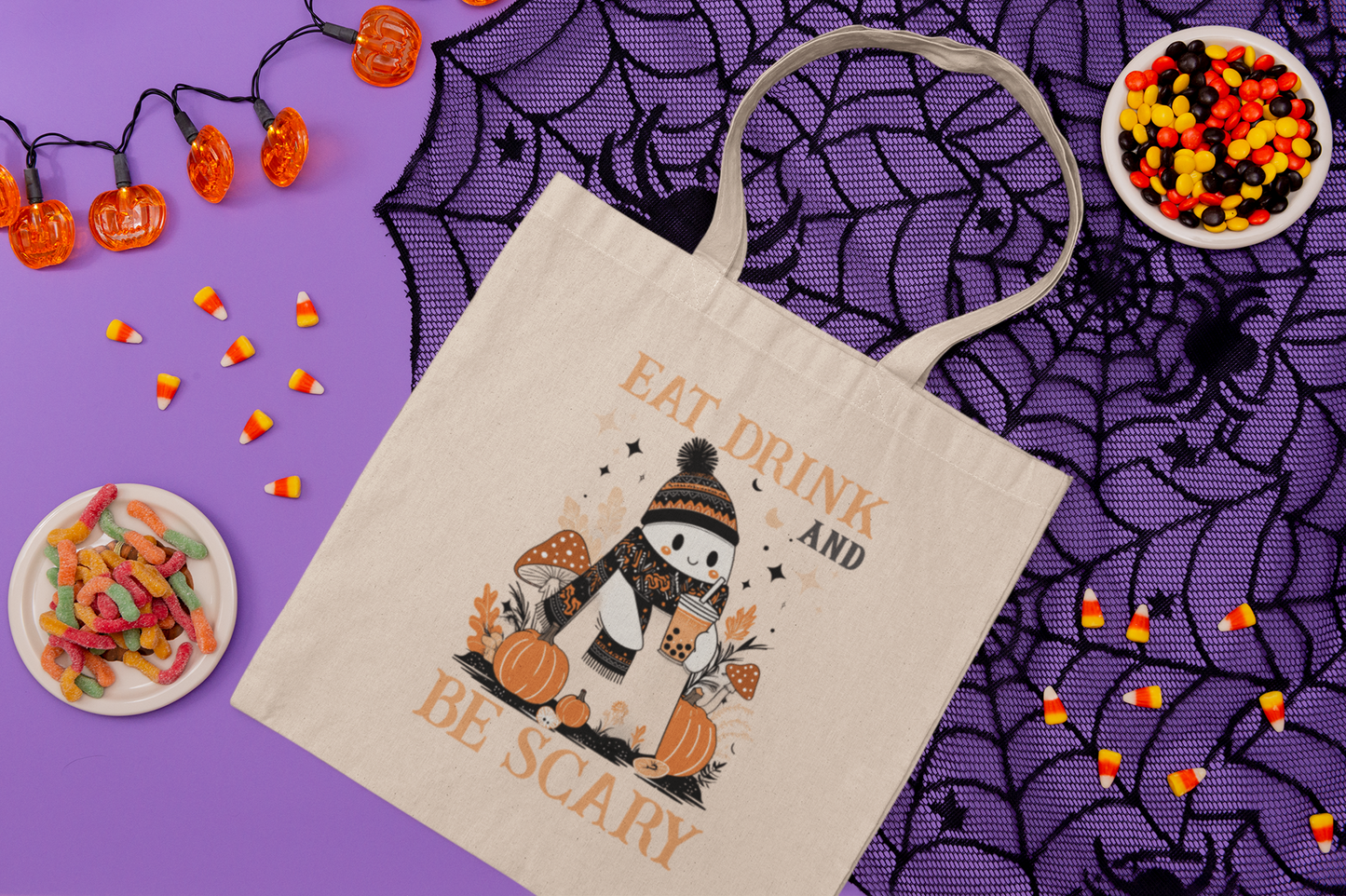 Halloween Penguin Tote Bag, Funny Trick or Treat Bag, Gift for Halloween Lovers
