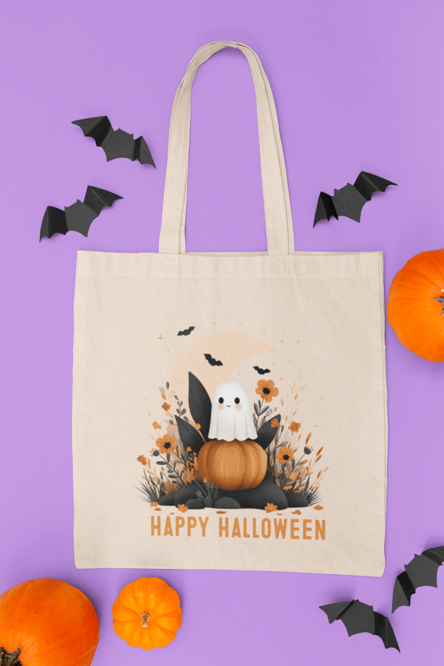 Halloween Cotton Canvas Tote Bag, Trick-or-Treat Bag