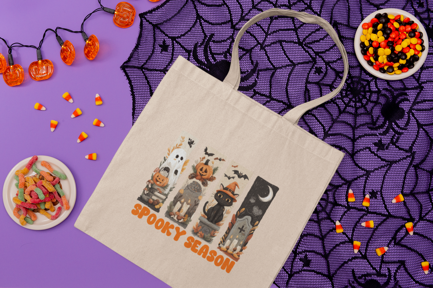 Spooky Season Cotton Canvas Tote Bag | Halloween Bag