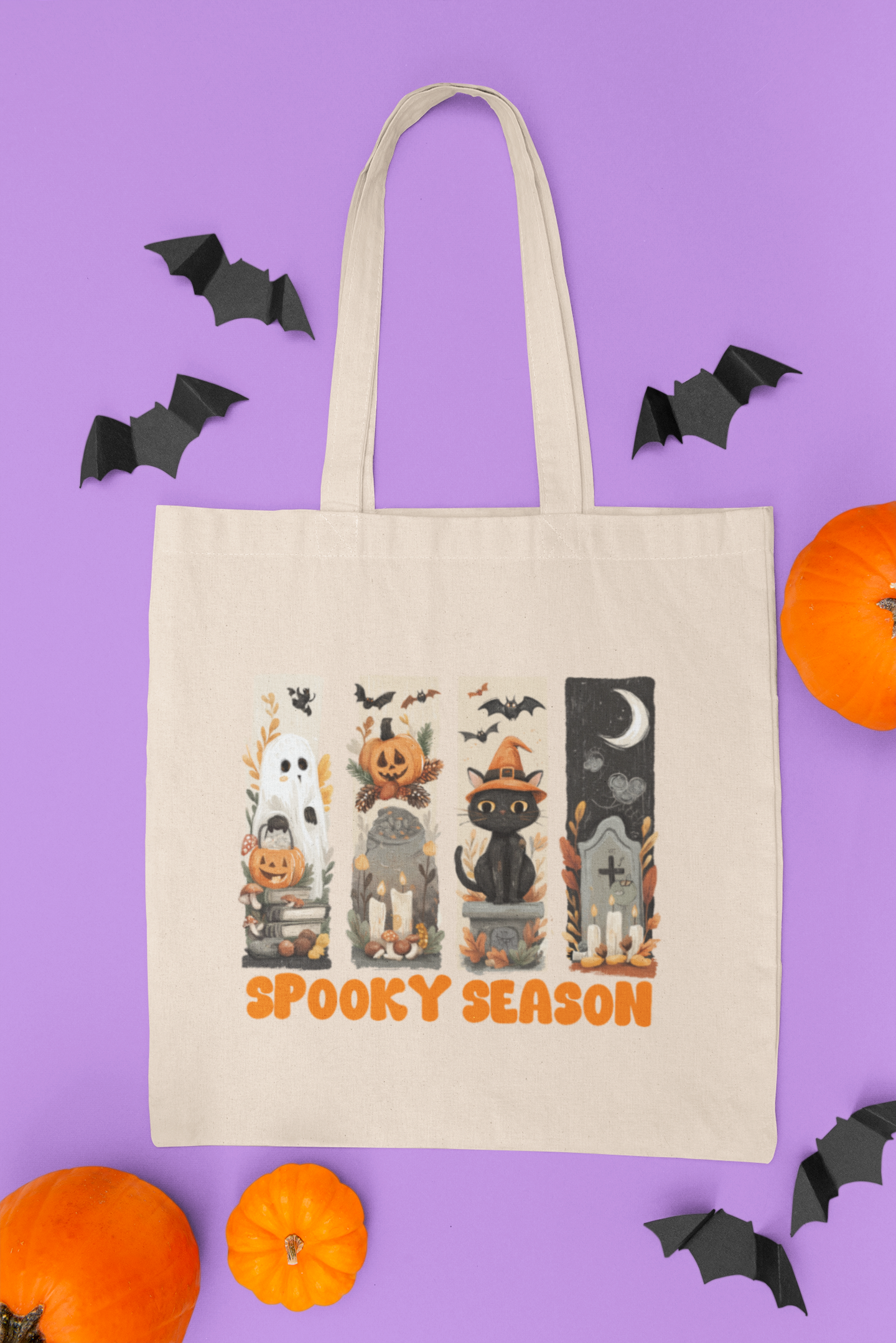 Spooky Season Cotton Canvas Tote Bag | Halloween Bag