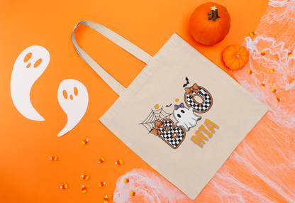 Spooky Ghost Halloween Tote Bag, Halloween GiftTrick or Treat Bag