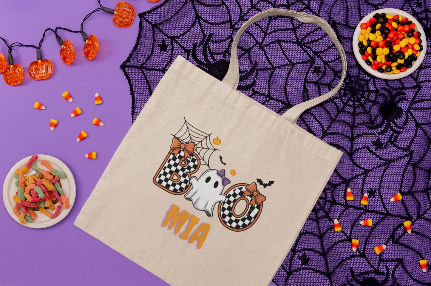 Spooky Ghost Halloween Tote Bag, Halloween GiftTrick or Treat Bag