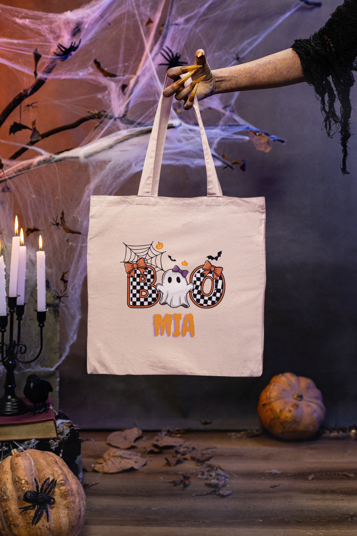 Spooky Ghost Halloween Tote Bag, Halloween GiftTrick or Treat Bag