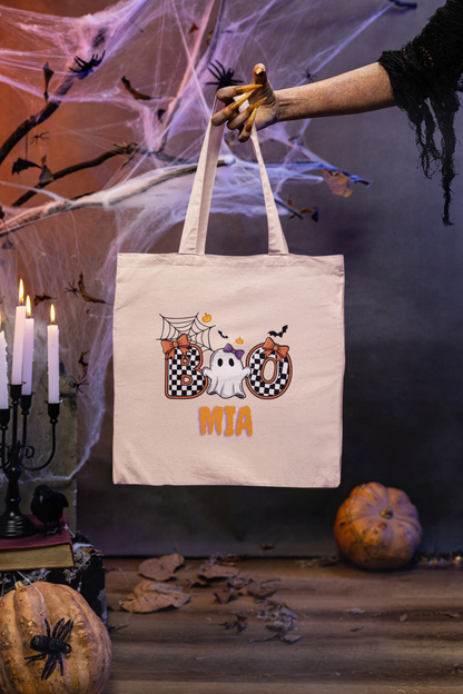 Spooky Ghost Halloween Tote Bag, Halloween GiftTrick or Treat Bag