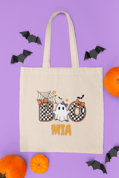 Spooky Ghost Halloween Tote Bag, Halloween GiftTrick or Treat Bag