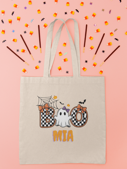 Spooky Ghost Halloween Tote Bag, Halloween GiftTrick or Treat Bag