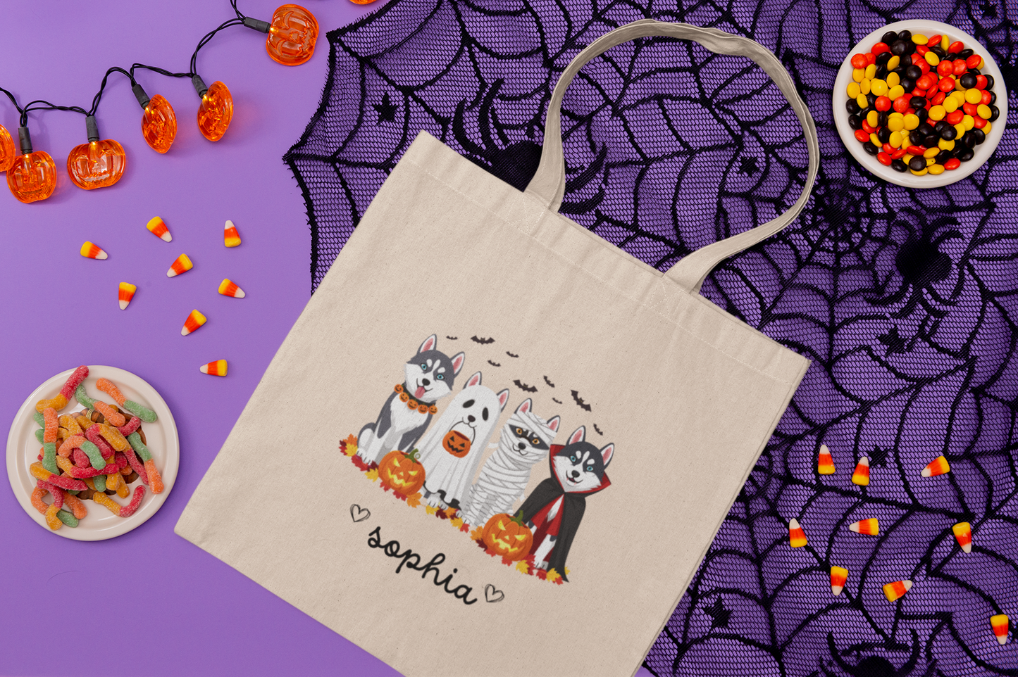 Adorable Pet-Inspired Tote Bag for Dog Lovers , Tote Bag for Halloween