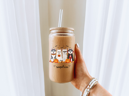 Personalized Pet-Themed Sipper Glass Halloween 2025, Customizable Gift for Dog Lovers