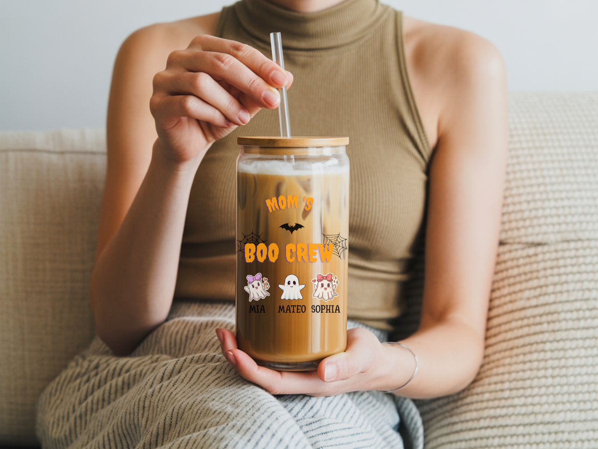 Personalized Sipper Glass, Fun Water Bottle for Moms, Halloween Drinkware