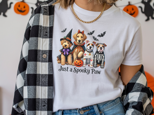 Spooky Paw Halloween T-Shirt | Dog Lover Halloween Shirt for Women & Adults