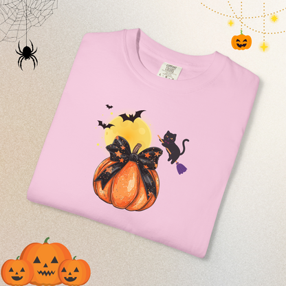 Black Cat & Pumpkin Halloween Shirt – Cute Halloween Cat T-Shirt for Women