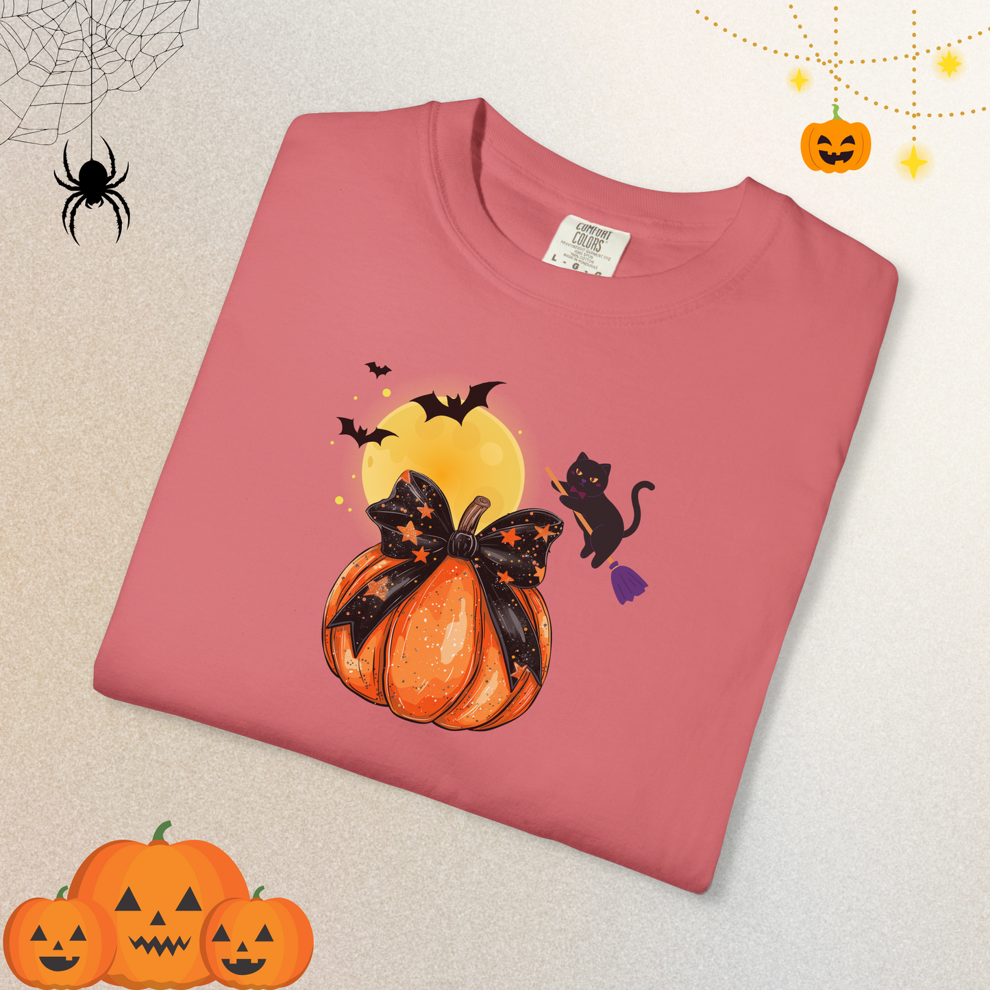 Black Cat & Pumpkin Halloween Shirt – Cute Halloween Cat T-Shirt for Women