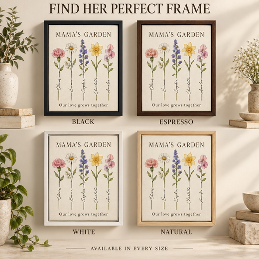 Framed canvas comparison in black espresso white and natural