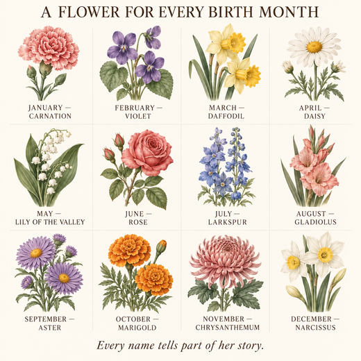 Birth flower guide for all twelve months