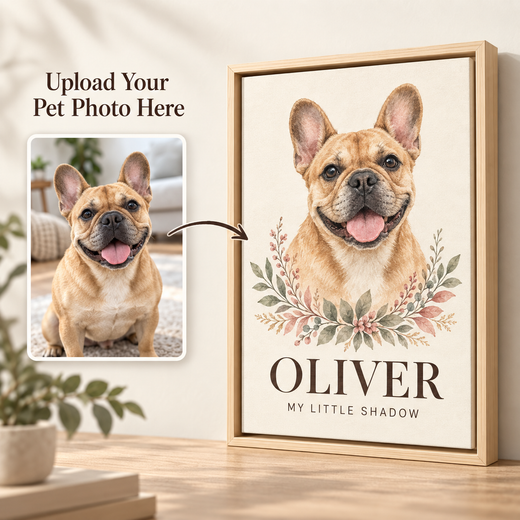 Upload your pet photo and turn it into custom watercolor canvas art
