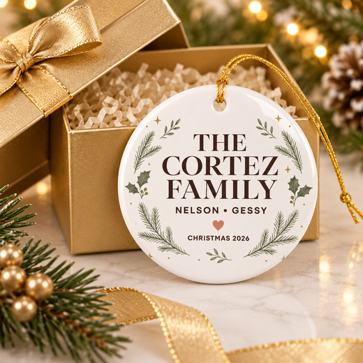 Round family Christmas ornament size guide showing 2.80 inch diameter