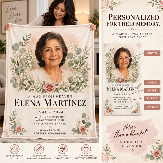 Memorial blanket personalization guide for photo name dates phrase and message
